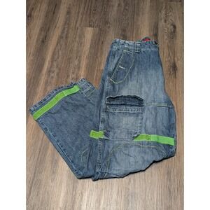 Marithe Francois Girbaud Mens Denim Jeans Sz 38M Green Accent Cargo Pants